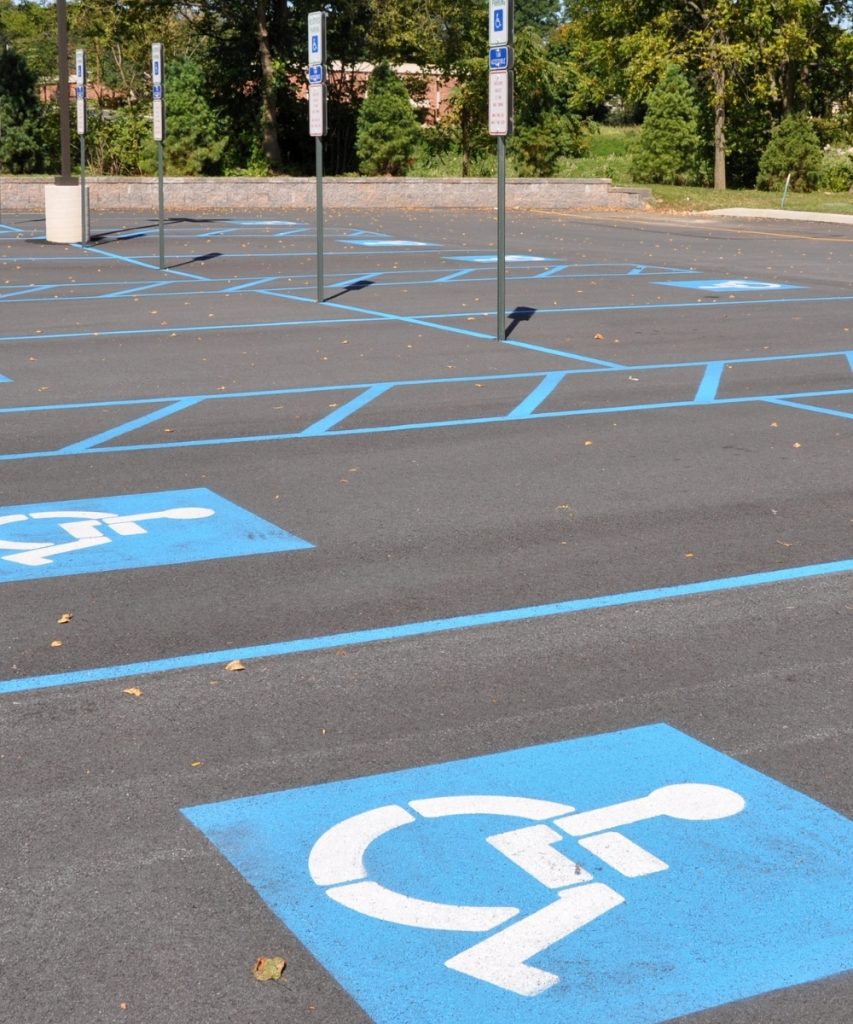 ADA compliant parking lot striping with handicap spaces